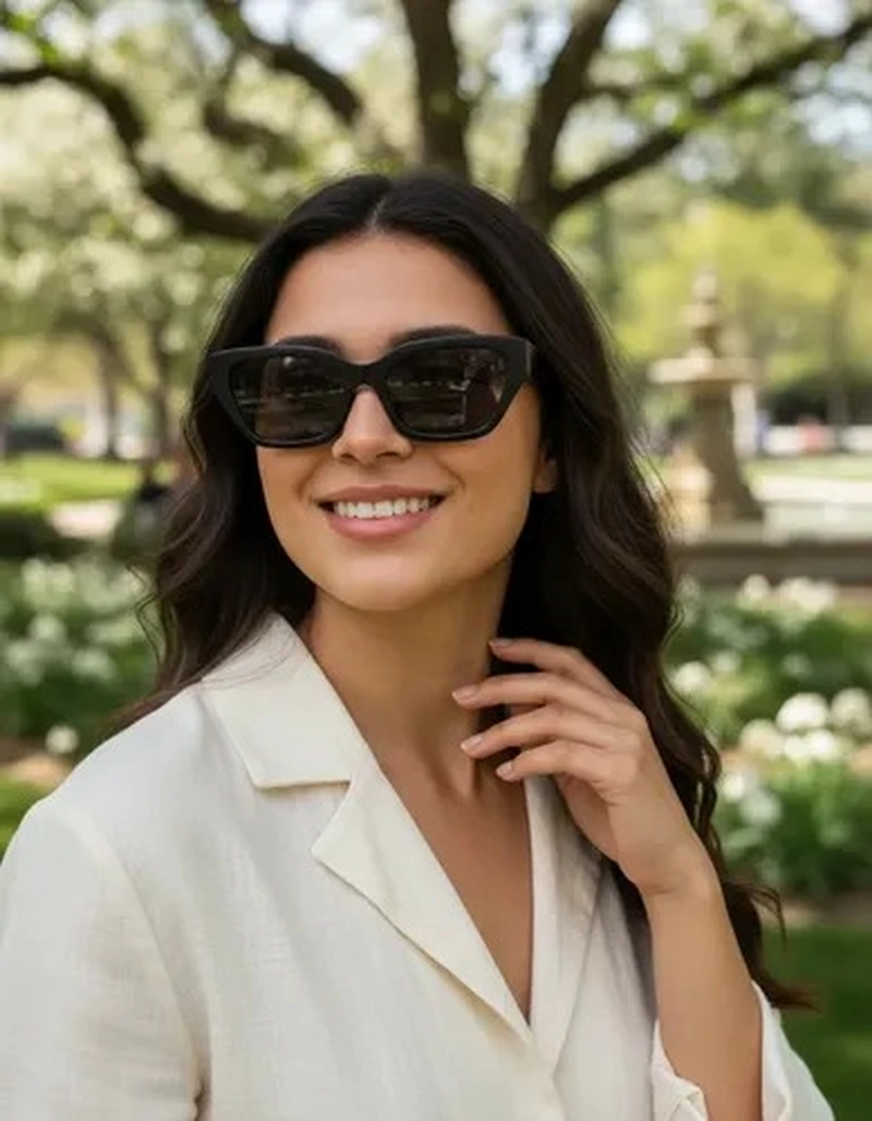 LENTES DE SOL NEGROS MODELO CAT EYE UVA UVB - 1