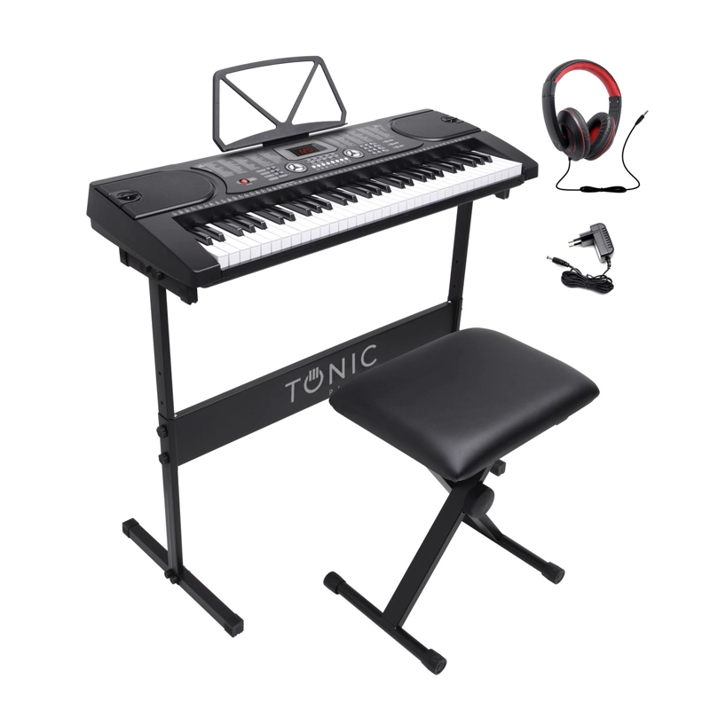 FULL PACK TECLADO TONIC 61 TECLAS+ATRIL+SILLA+AUDÍFONOS TON-600 - 1