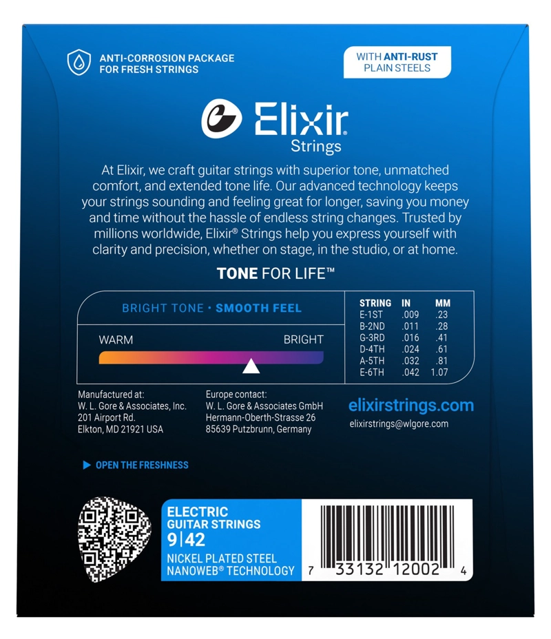 SET ELIXIR CUERDA GUITARRA ELÉCTRICA ACERO NIQUELADO SUPER LIGHT 9-42 11002 - 2
