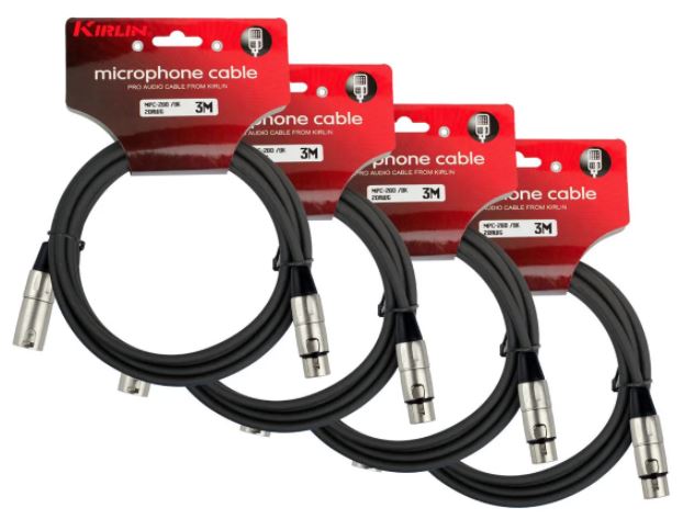CABLE KIRLIN PACK 4 MICRÓFONO SERIE C XLR 3M MPC4-280-3 - 1