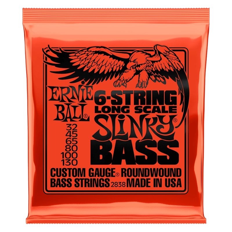 SET DE 6 CUERDAS ERNIE BALL PARA BAJO ESCALA LARGA SLINKY NICKEL 32 - 130