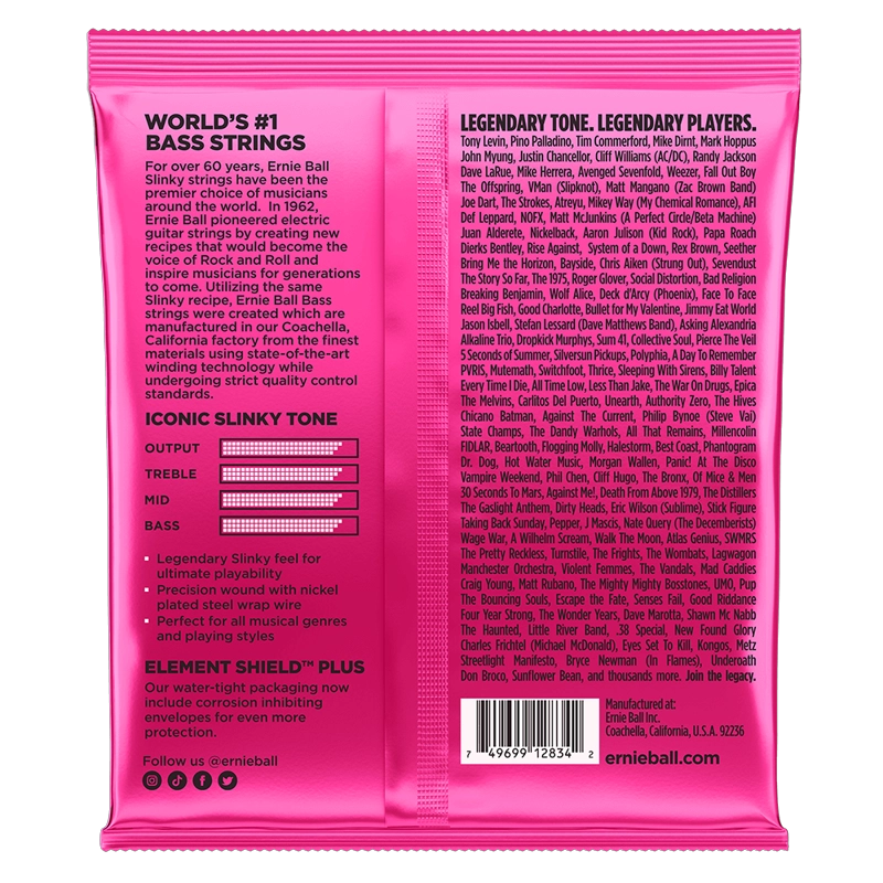 CUERDAS BAJO ELÉCTRICO ERNIE BALL SUPER SLINKY 45-100 2834 - 2