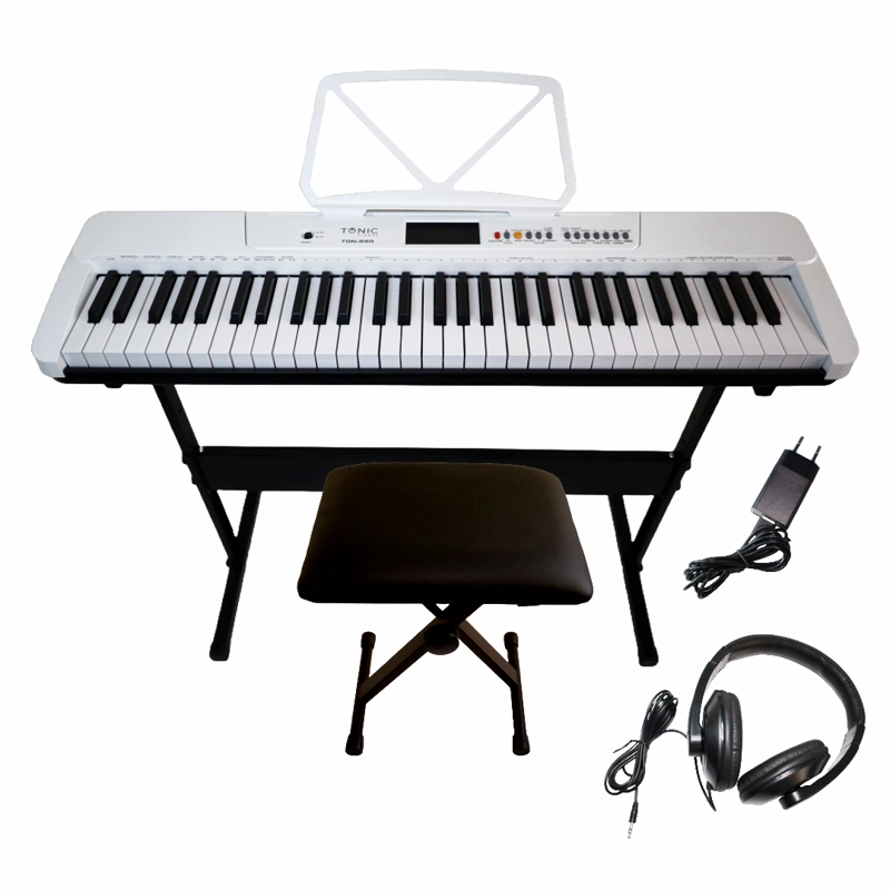 FULL PACK TECLADO TONIC 61 TECLAS + STAND + SILLA + AUD. TON-650 WH - 1
