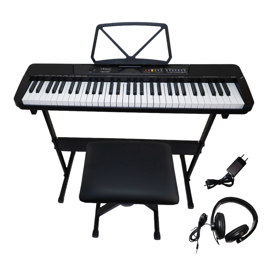 FULL PACK TECLADO TONIC 61 TECLAS + STAND + SILLA + AUD. TON-650 BK - 1