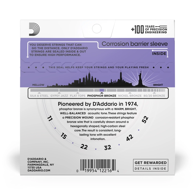 SET CUERDAS GUITARRA ACÚSTICA DADDARIO 11-52 EJ26 - 3