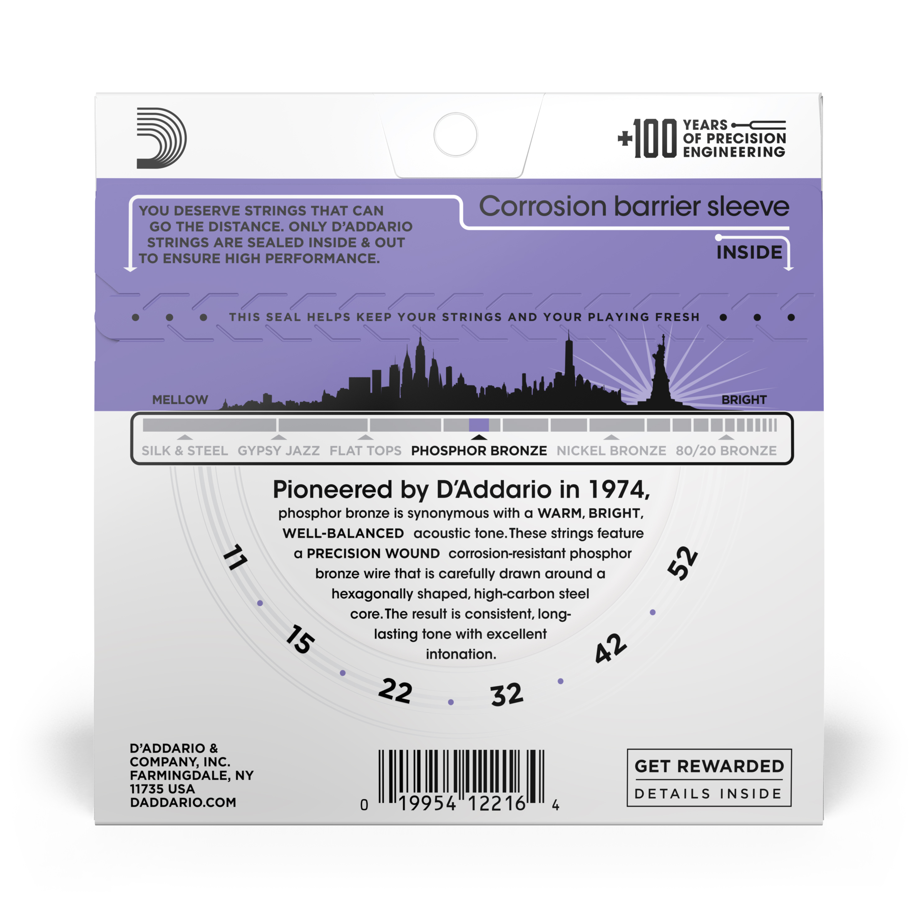 SET CUERDAS GUITARRA ACÚSTICA DADDARIO 11-52 EJ26 - 3