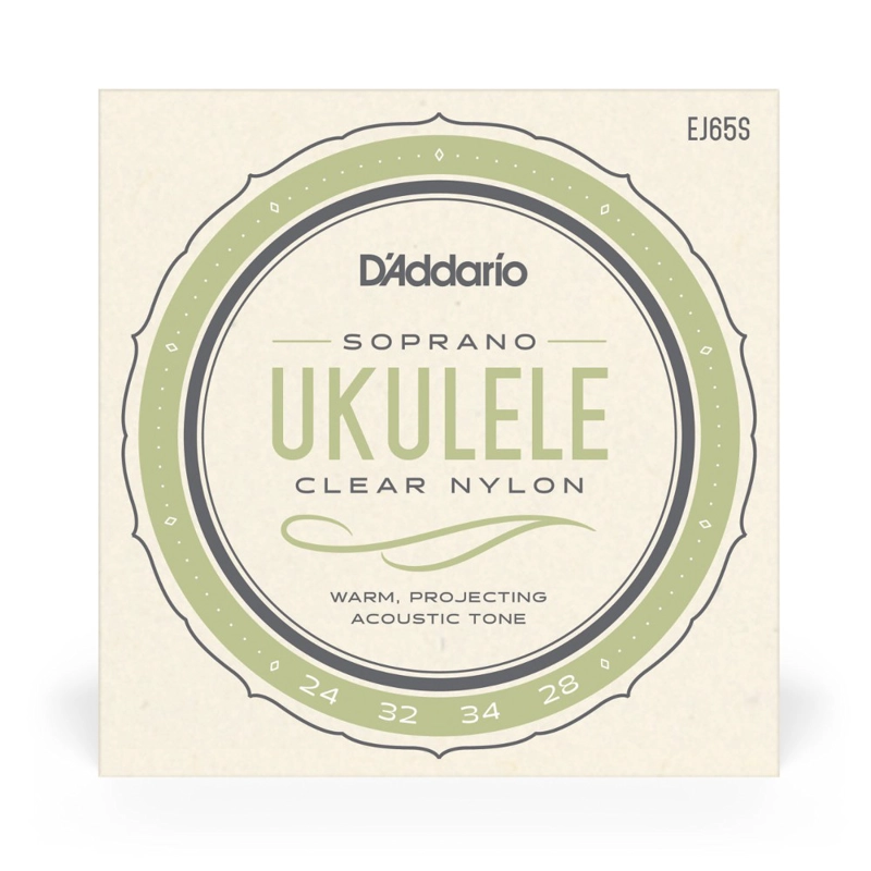 SET DE CUERDAS DADDARIO UKELELE SOPRANO CLEAR EJ65S - 1