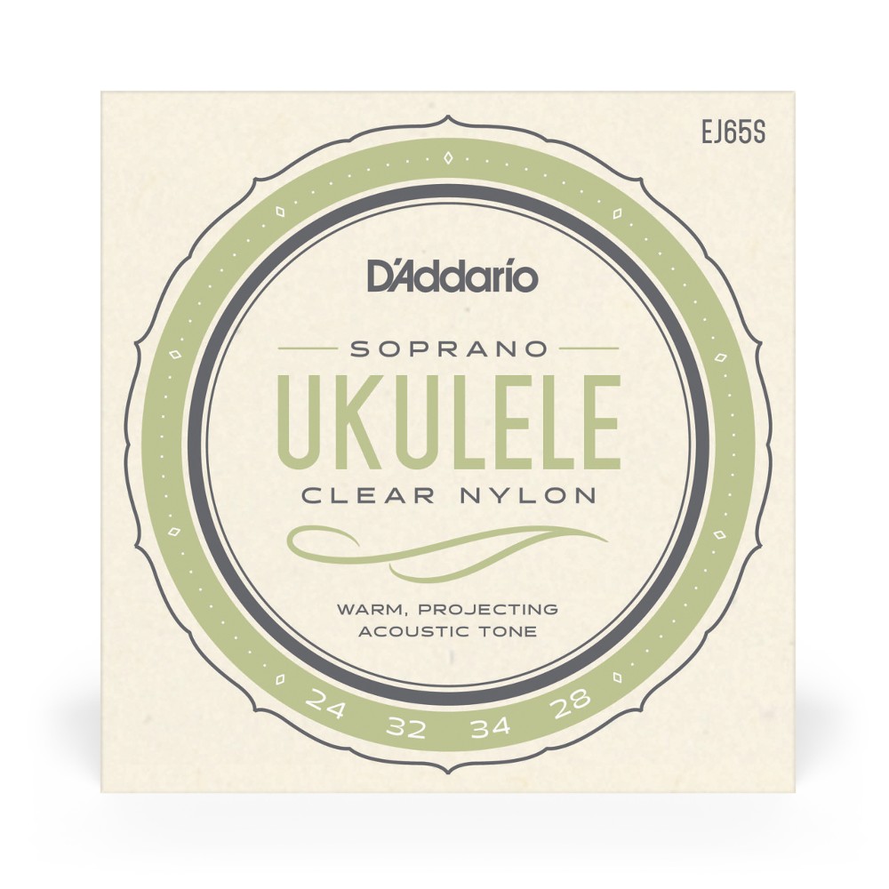 SET DE CUERDAS DADDARIO UKELELE SOPRANO CLEAR EJ65S - 1