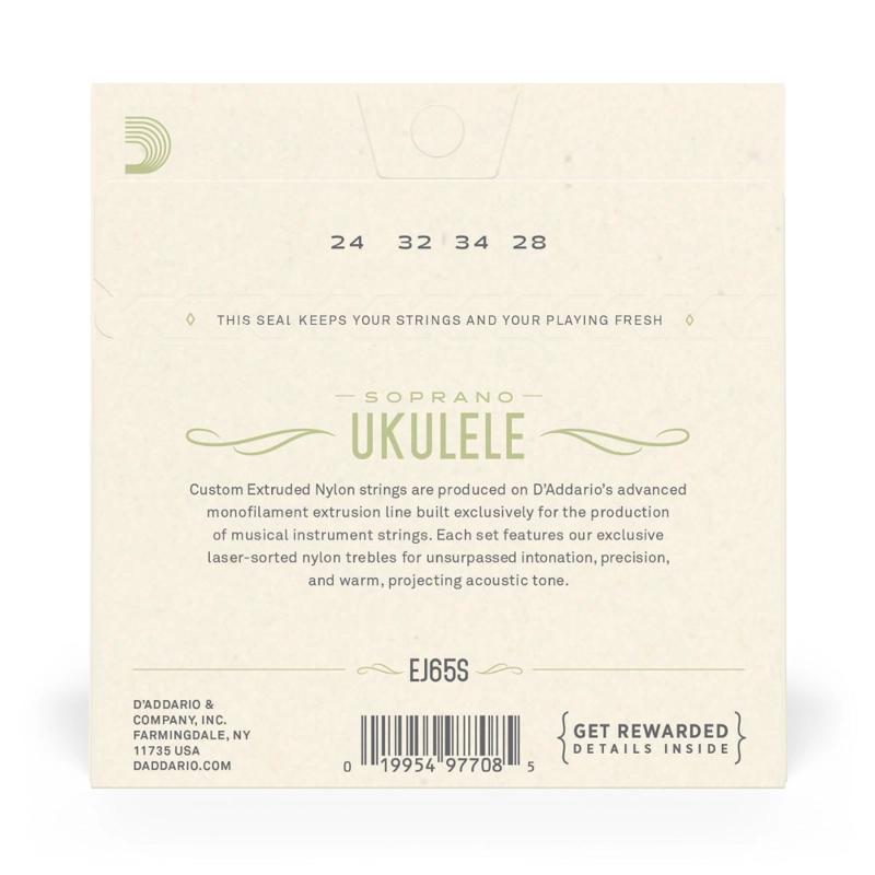 SET DE CUERDAS DADDARIO UKELELE SOPRANO CLEAR EJ65S - 3