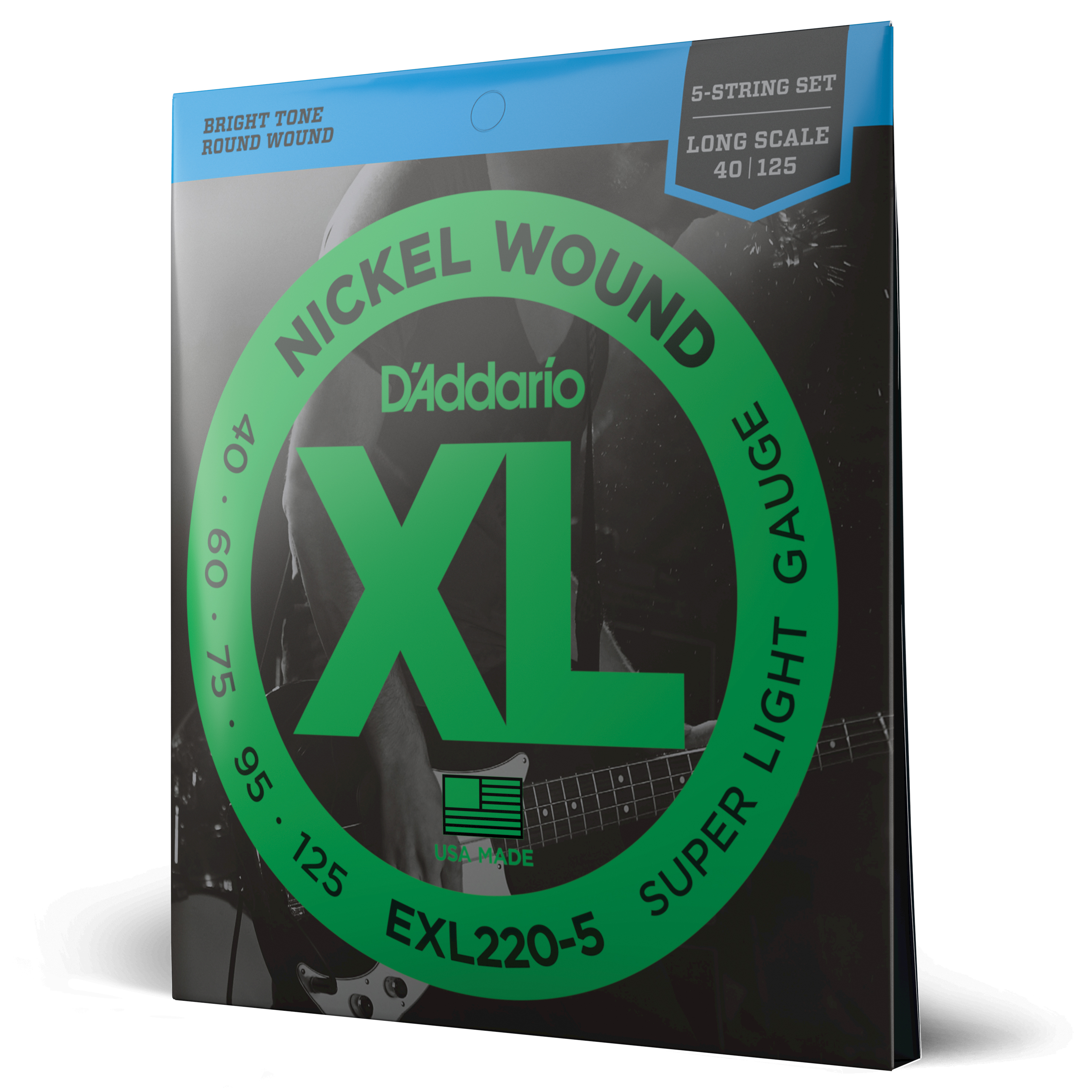 SET DE CUERDAS DADDARIO BAJO XL 40-125 LONG 5STR EXL220-5 - 1