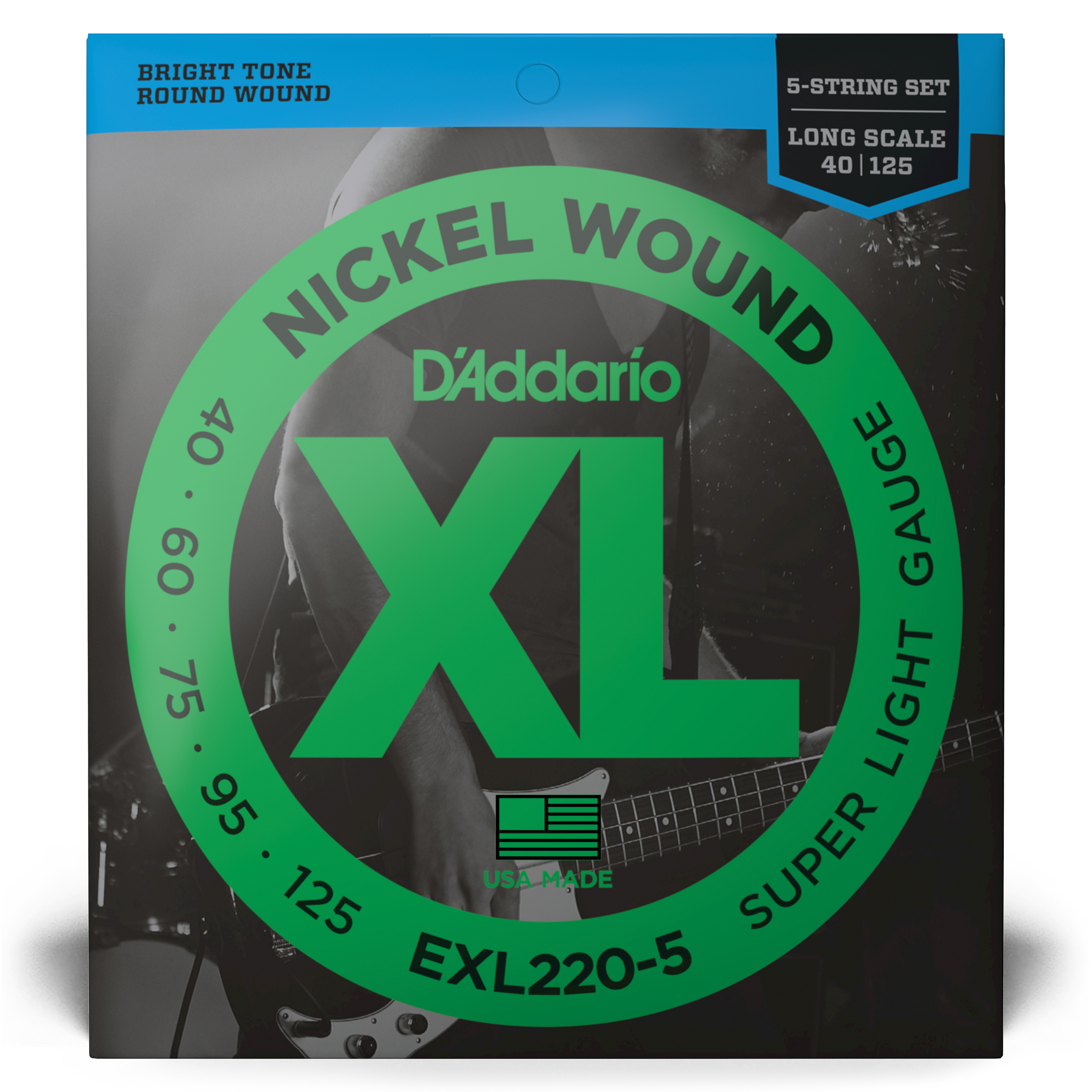 SET DE CUERDAS DADDARIO BAJO XL 40-125 LONG 5STR EXL220-5 - 2