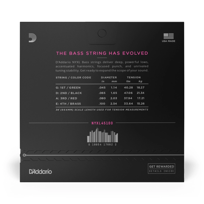 SET DE CUERDAS DADDARIO BAJO NYXL 45-100 LONG NYXL45100 - 3