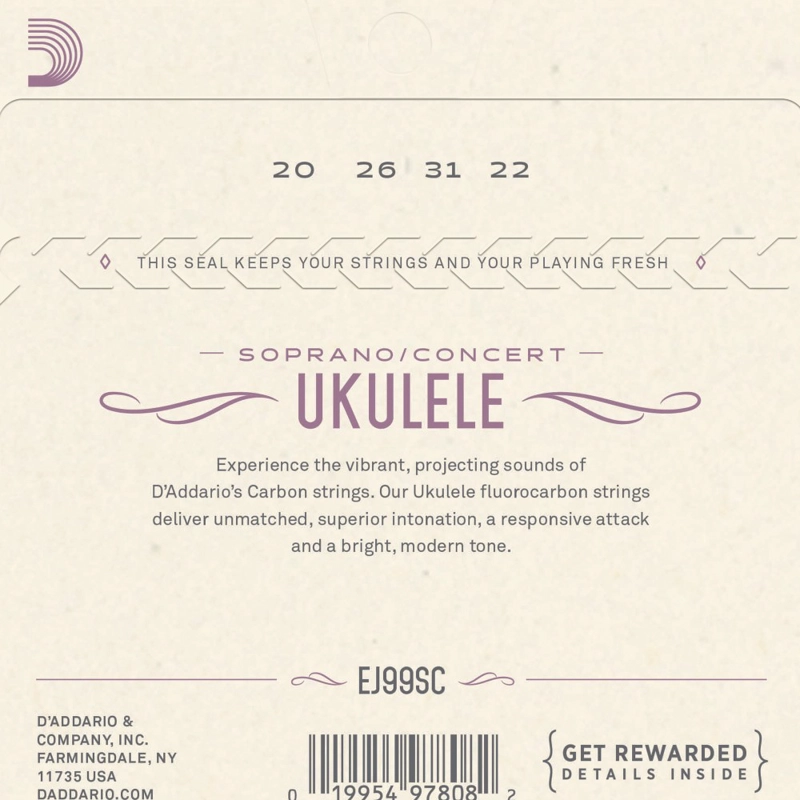 SET CUERDAS DADDARIO UKELELE SOPRANO-CONCIERTO EJ99SC - 2