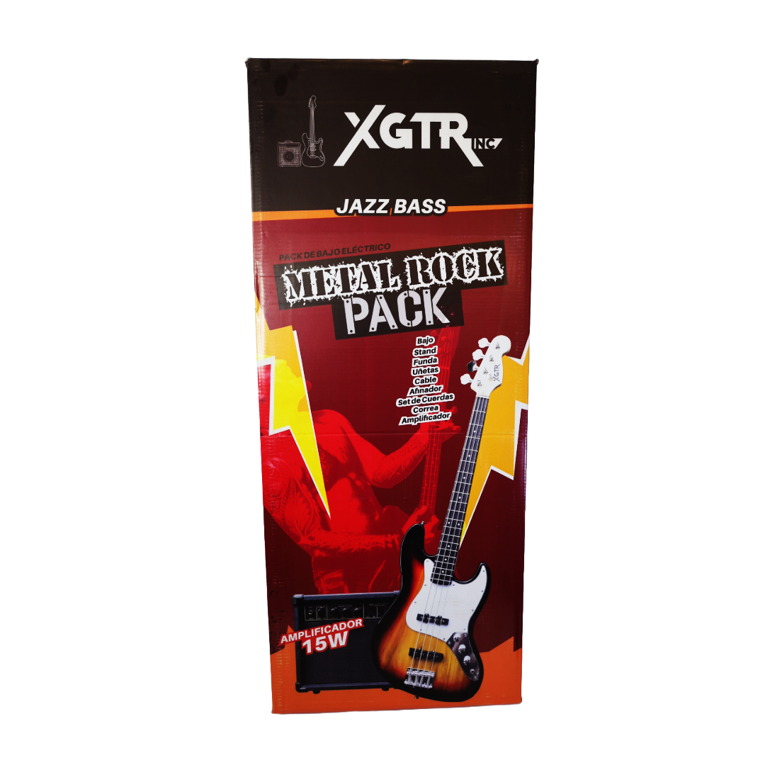 PACK BAJO ELÉCTRICO XGTR JAZZ SUNBURST JB100 SB AMP 15W - 2