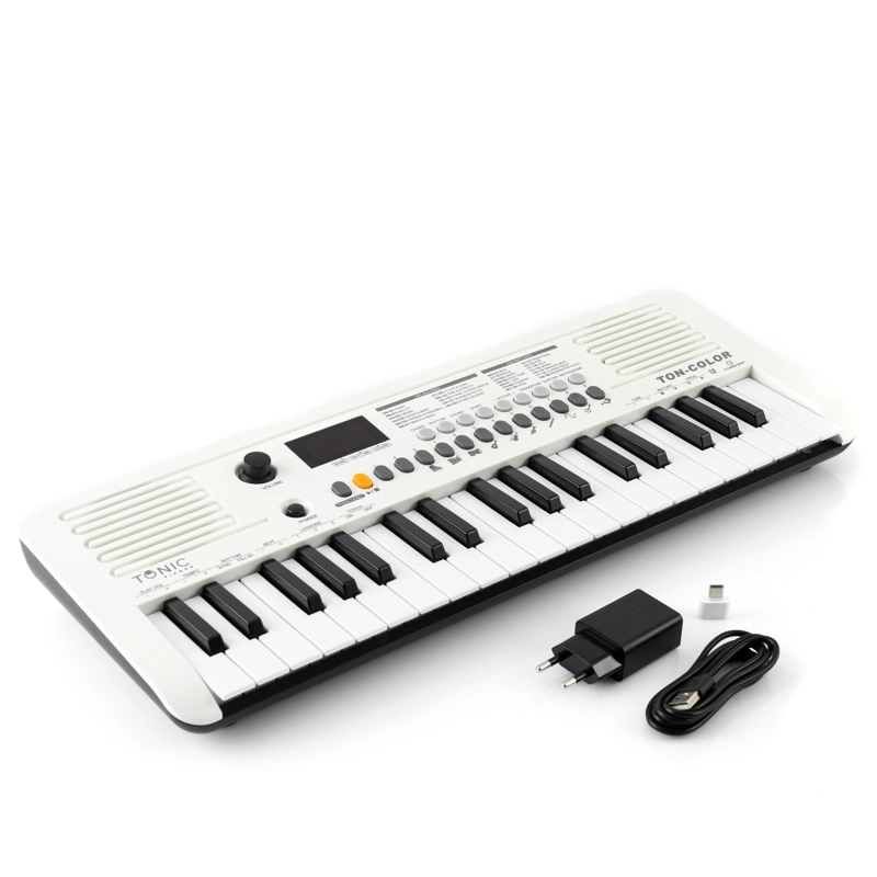 TECLADO MUSICAL PIANO 37 NOTAS TON-COLOR WHITE TONIC - 1