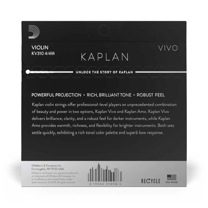 SET CUERDAS VIOLIN 4/4 KAPLAN VIVO T.MED KV310 4/4M DADDARIO - 3
