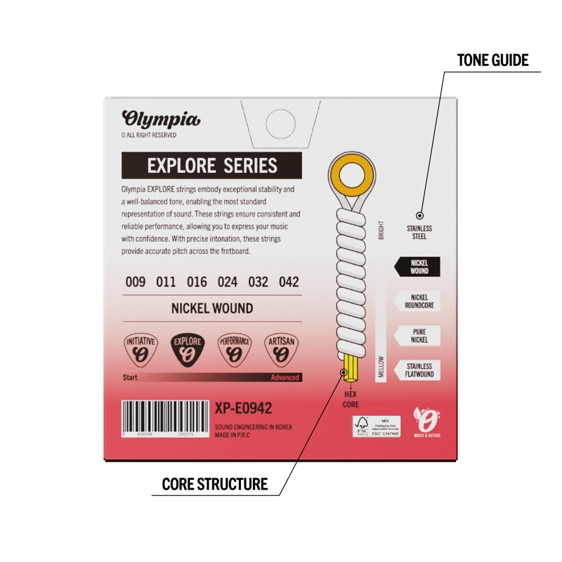 SET GUITARRA ELE CTRICA EXTRALIGHT 9-42 XP-E0942 OLYMPIA - 4