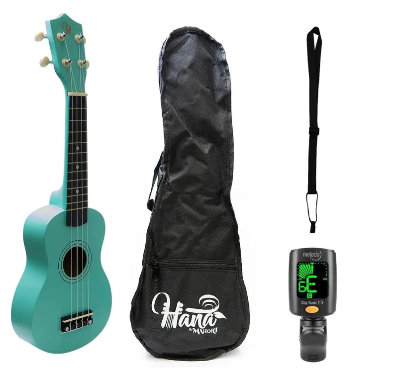 PACK UKELELE SOPRANO HANA VERDE+FUNDA+AFINADOR+STRAP ALLEGRO - 2