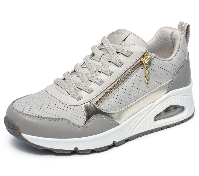 ZAPATILLAS MUJER UNO METALLIC SLIDERS GRIS SKECHERS - 5