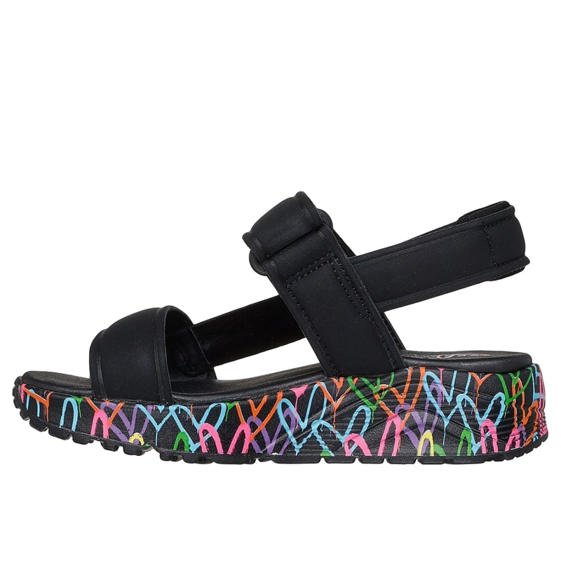 SANDALIAS SKECHERS NIÑA JGOLDCROWN UNO LITE SANDAL NEGRO - 4