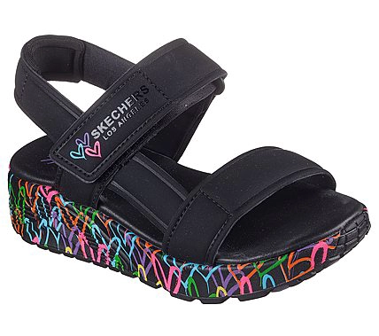 SANDALIAS SKECHERS NIÑA JGOLDCROWN UNO LITE SANDAL NEGRO - 7