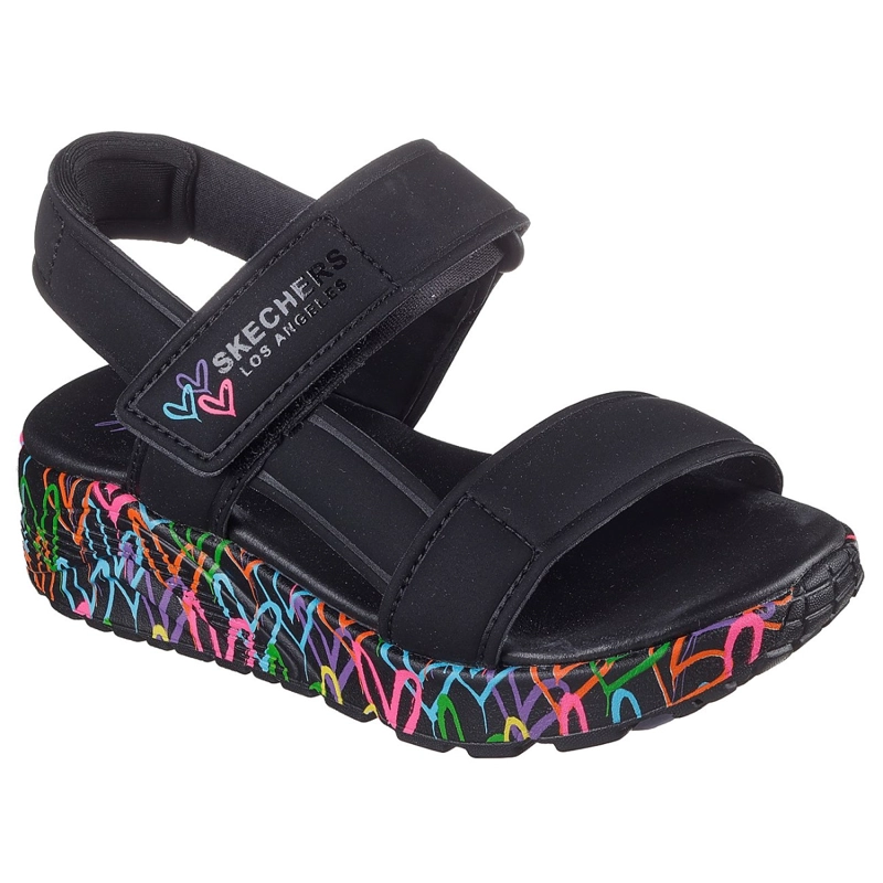 SANDALIAS SKECHERS NIÑA JGOLDCROWN UNO LITE SANDAL NEGRO - 5