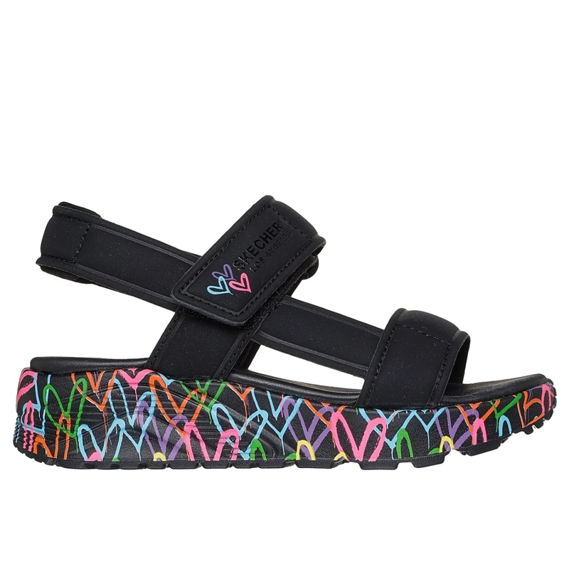 SANDALIAS SKECHERS NIÑA JGOLDCROWN UNO LITE SANDAL NEGRO - 1