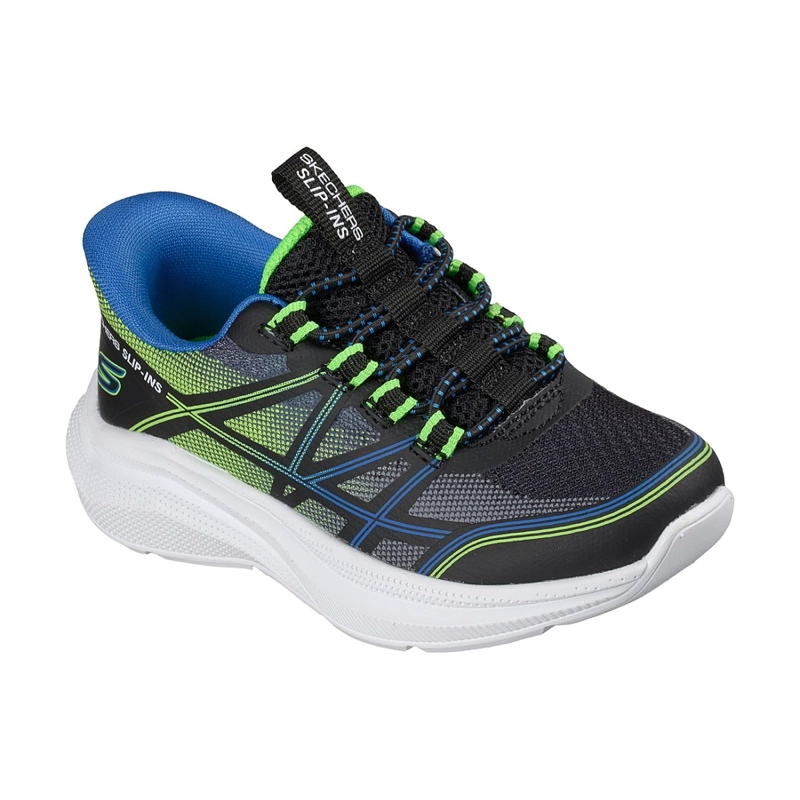ZAPATILLAS SKECHERS NIÑO - SLIP-INS MICROSPEC VELOCITY NEGRO - 5