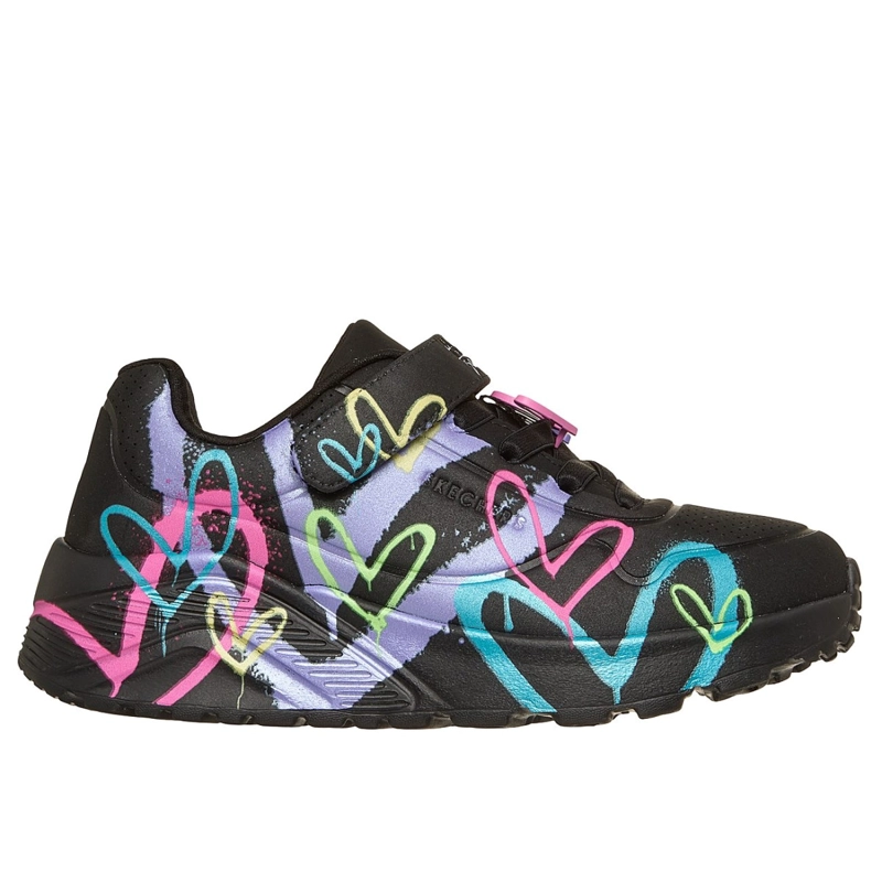 ZAPATILLAS SKECHERS NIÑA JGOLDCROWN UNO LITE NEGRO - 1