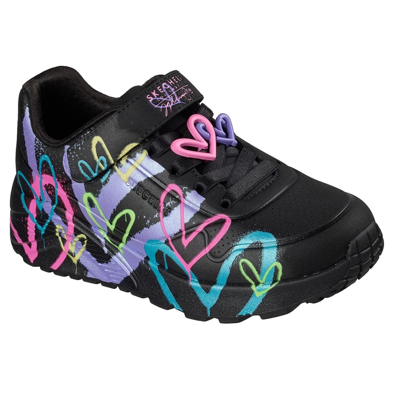 ZAPATILLAS SKECHERS NIÑA JGOLDCROWN UNO LITE NEGRO - 5