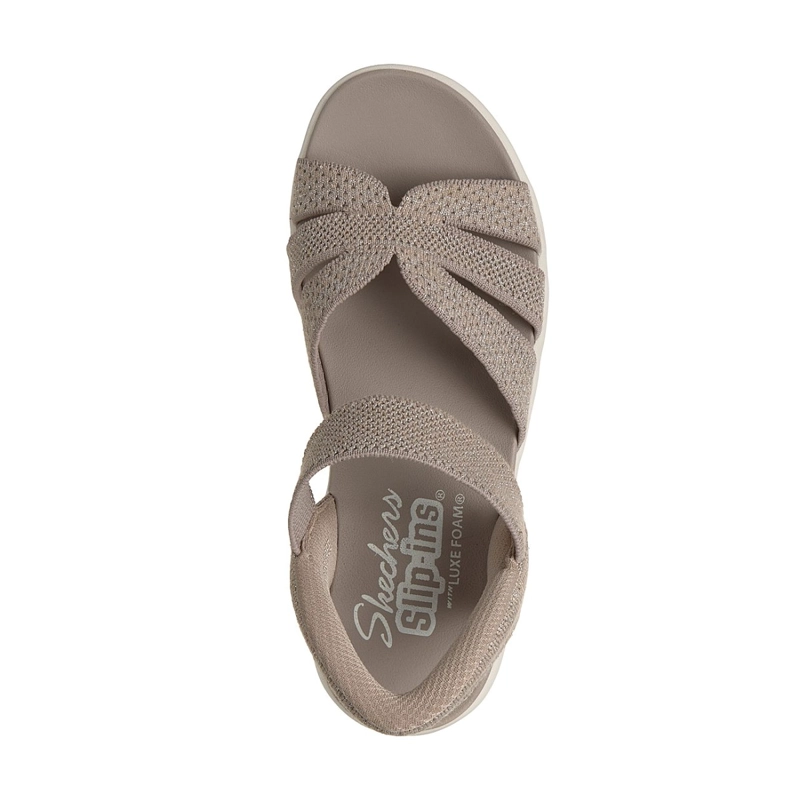 SANDALIAS SKECHERS MUJER SLIP-INS ARYA BEIGE - 2