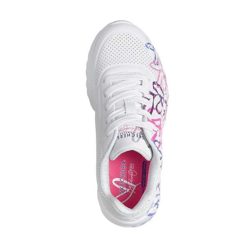 ZAPATILLAS SKECHERS NIÑA JGOLDCROWN UNO LITE BLANCO - 2
