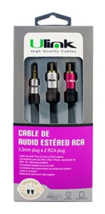 CABLE RCA - MINI PLUG AUX 3.5 2 METROS ULINK - 2
