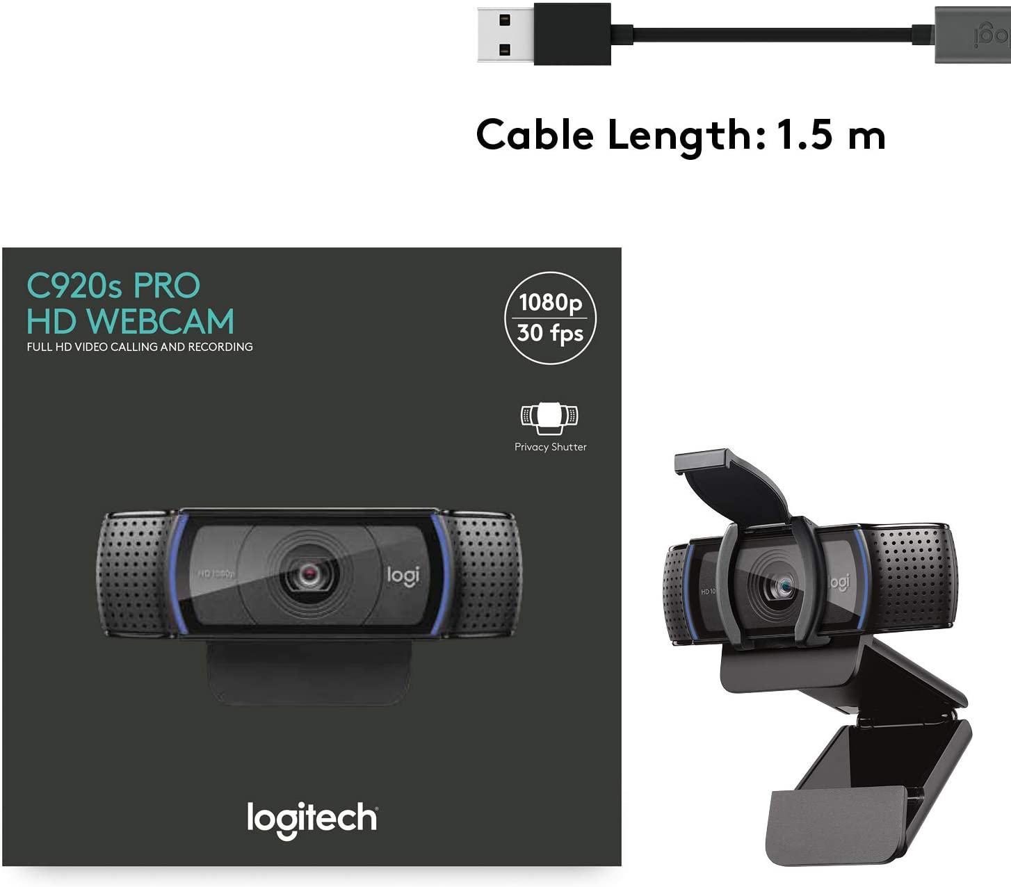 CAMARA WEB LOGITECH C920S FULL HD CON MICROFONO USB - 8
