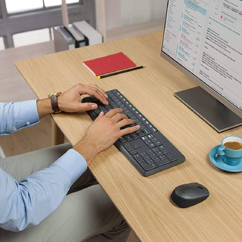 TECLADO Y MOUSE UNIVERSAL LOGITECH MK235 NEGRO ANTIDERRAME - 5