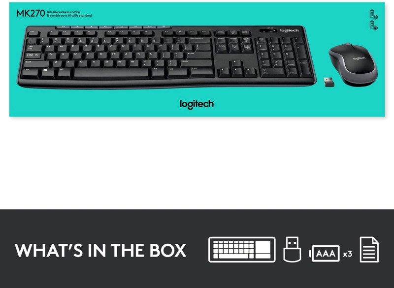 TECLADO Y MOUSE UNIVERSAL INALÁMBRICO LOGITECH MK270 ANTIDERRAME - 6