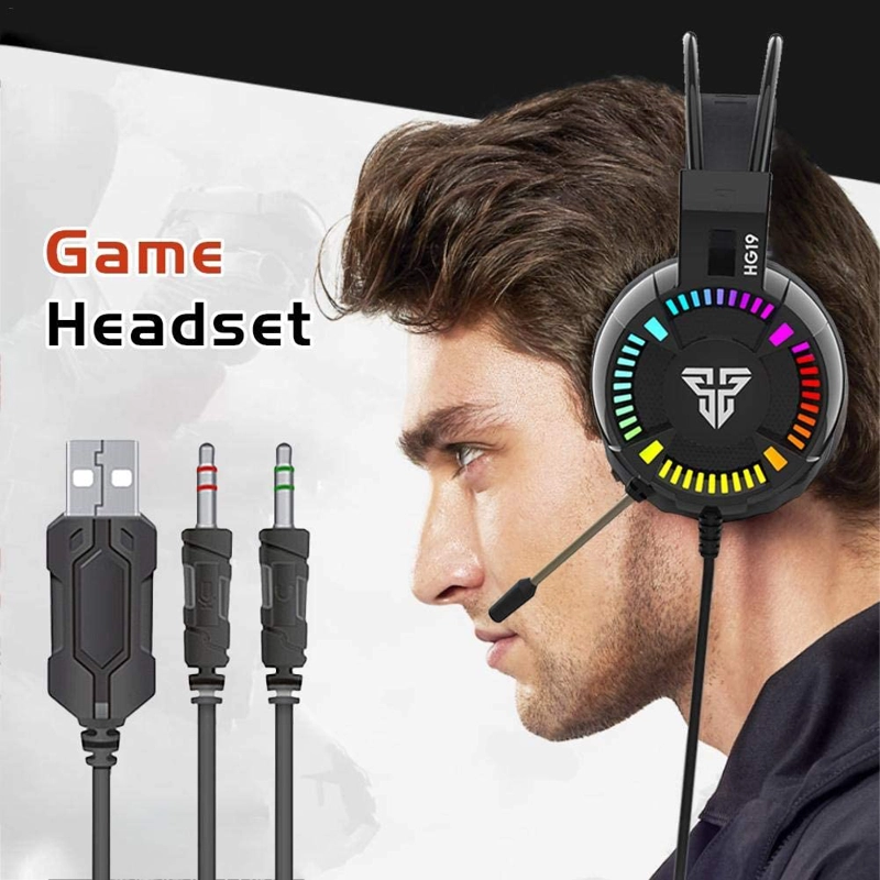 AUDÍFONOS GAMER FANTECH HEADSET HG19 IRIS RGB DOBLE CONECTOR JACK 3.5MM - 6
