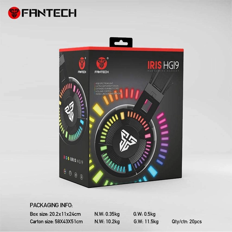 AUDÍFONOS GAMER FANTECH HEADSET HG19 IRIS RGB DOBLE CONECTOR JACK 3.5MM - 7