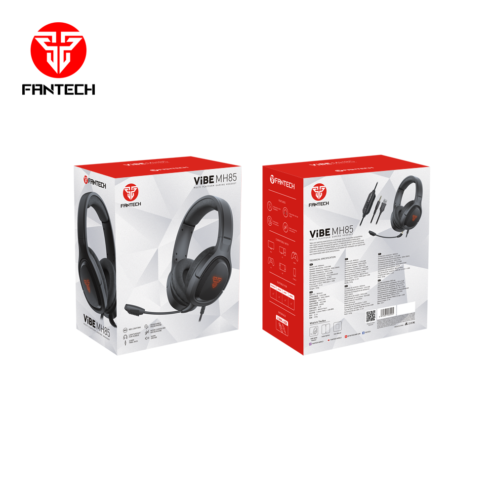 AUDÍFONOS GAMER FANTECH HEADSET VIBE MH85 NEGRO CONECTOR JACK 3.5MM - 6