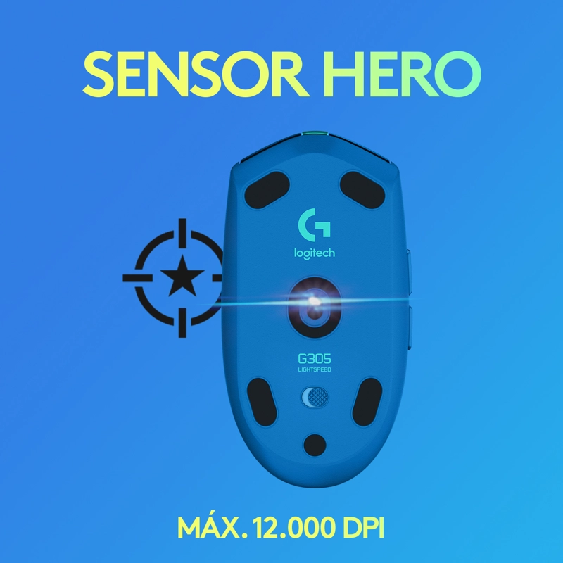 MOUSE GAMER LOGITECH INALAMBRICO G305 AZUL 12K DPI - 9