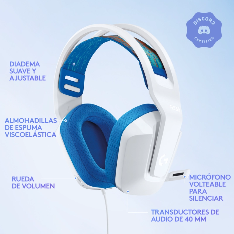 AUDÍFONOS GAMER LOGITECH G HEADSET G335 BLUETOOTH BLANCO CONECTOR JACK 3.5MM - 2