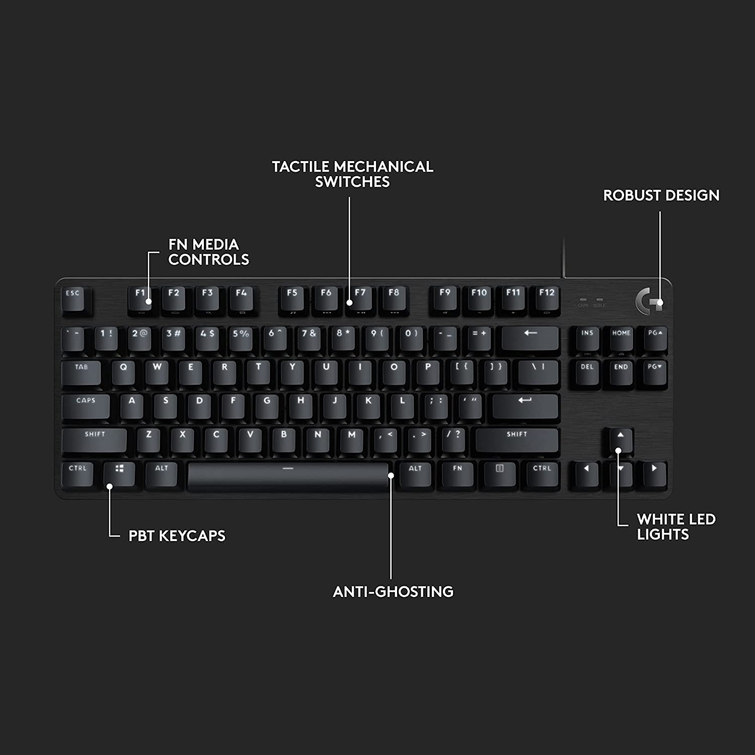 TECLADO GAMER LOGITECH G413 TKL MECANICO NEGRO - 4