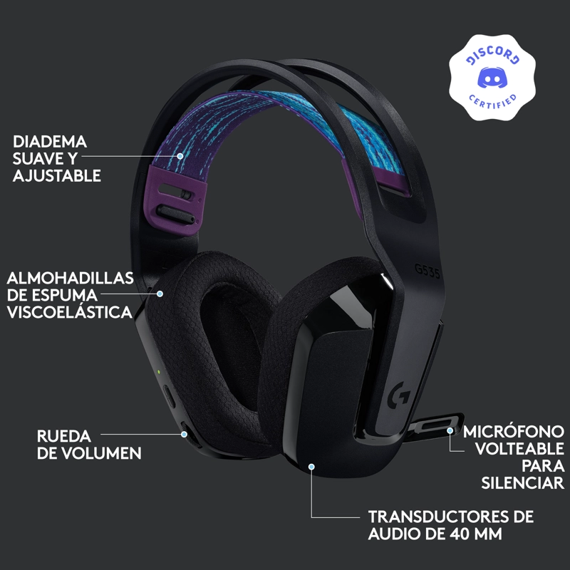 AUDÍFONOS GAMER LOGITECH G HEADSET G535 BLUETOOTH NEGRO - 5