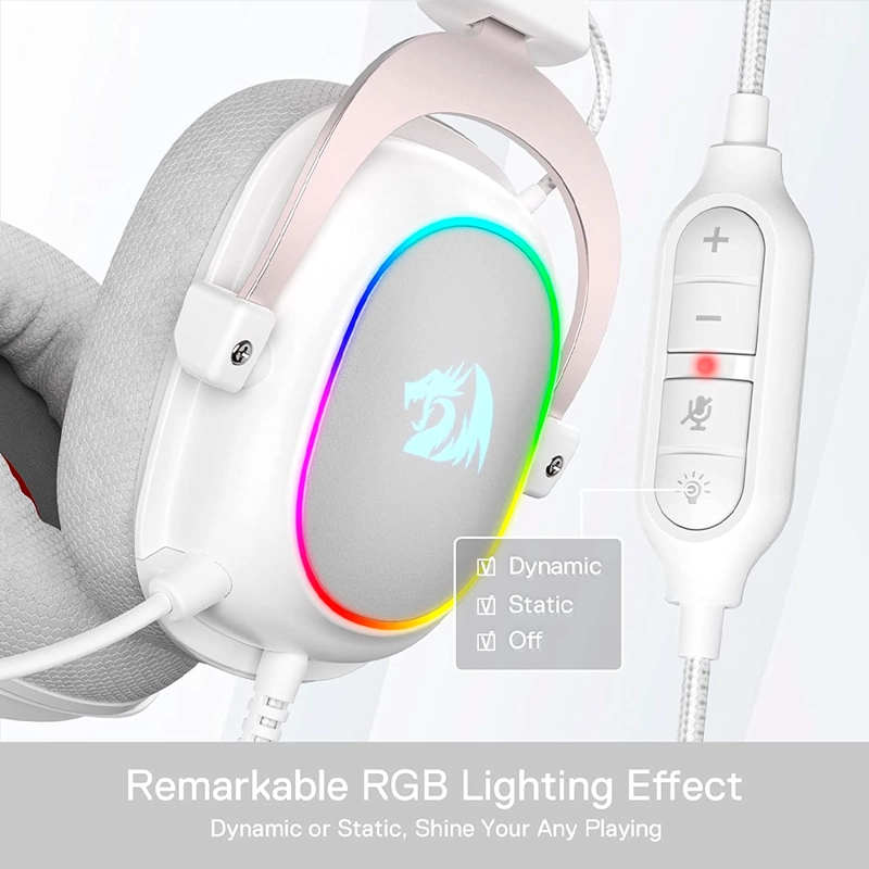 AUDÍFONOS GAMER REDRAGON HEADSET ZEUS H510-X RGB 7.1 USB BLANCO - 5