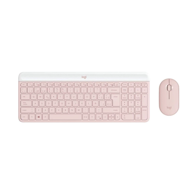 COMBO INALÁMBRICO LOGITECH TECLADO + MOUSE MK470 ROSA SLIM - 1