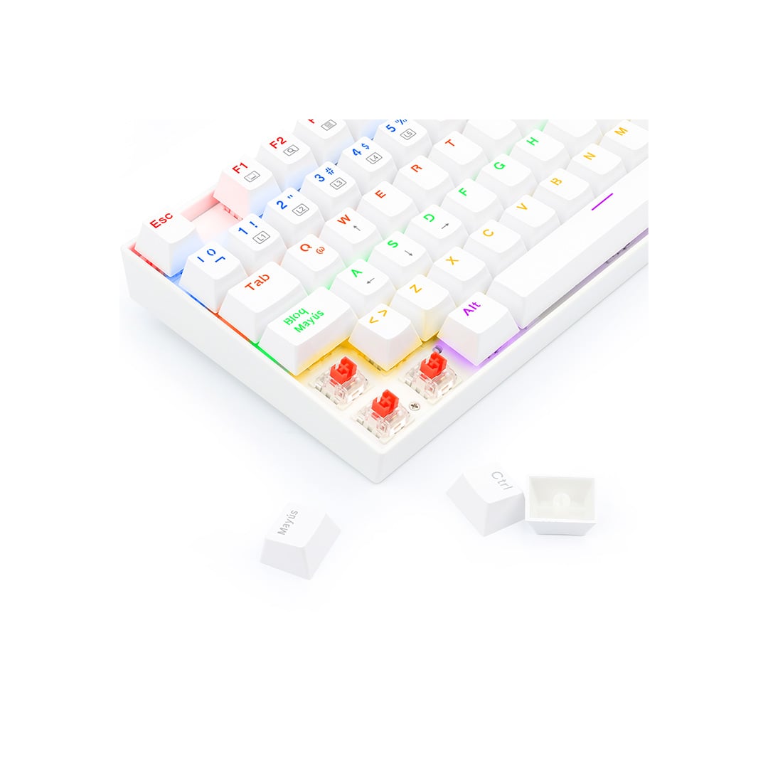 TECLADO GAMER UNIVERSAL REDRAGON KUMARA K552 BLANCO RAINBOW SW RED - 2
