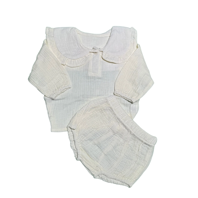 ROPA ALGODON ORGANICO NIÑAS RECIEN NACIDAS 2PCS 73 CM BLANCO - 1