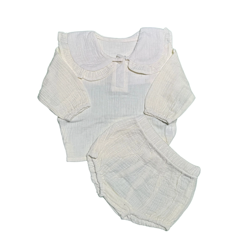 ROPA ALGODON ORGANICO NIÑAS RECIEN NACIDAS 2PCS 73 CM BLANCO - 5