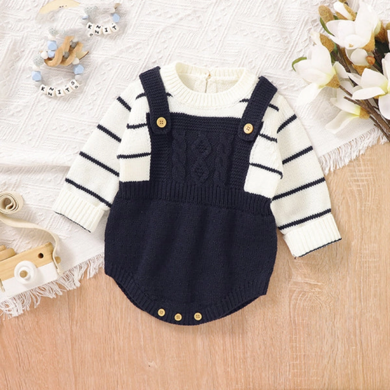 BEBE BODY DE COLOR AZUL COMBINADO CON PATRON DE RAYAS 73 CM - 4