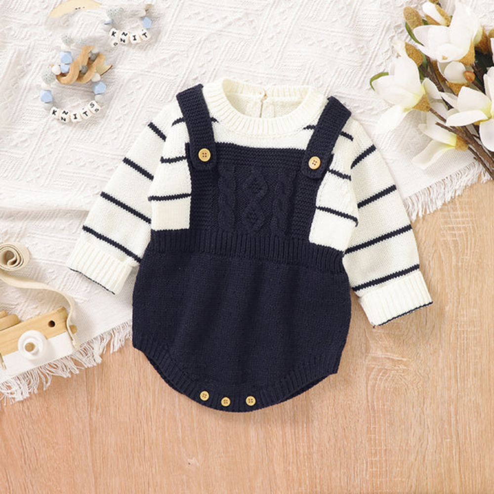 BEBE BODY DE COLOR AZUL COMBINADO CON PATRON DE RAYAS 73 CM - 4